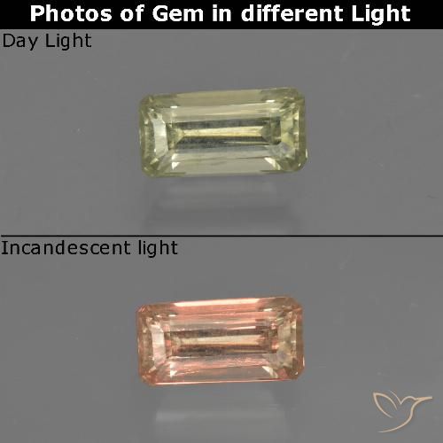 0.72ct 天然 黄绿色 变色流散, 祖母绿式切割, VS