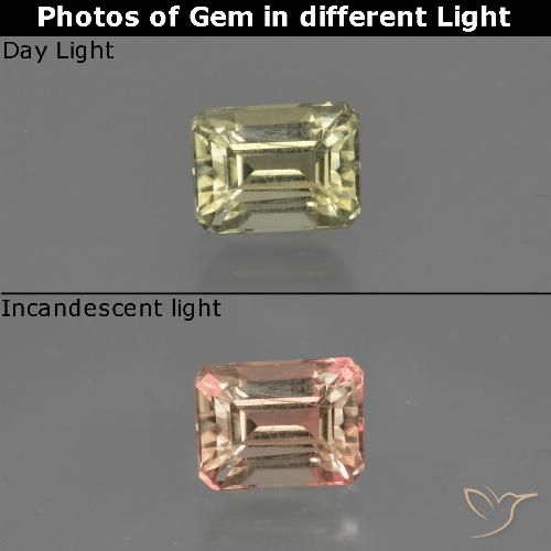 0.75ct 天然 淡黄色 变色流散, 祖母绿式切割, VS-SI