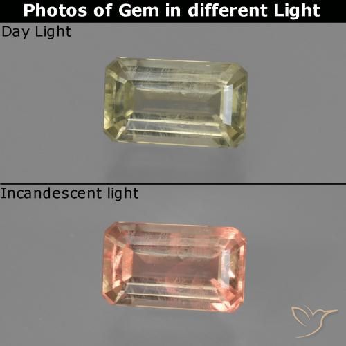 0.80ct 天然 淡黄色 变色流散, 祖母绿式切割, VS