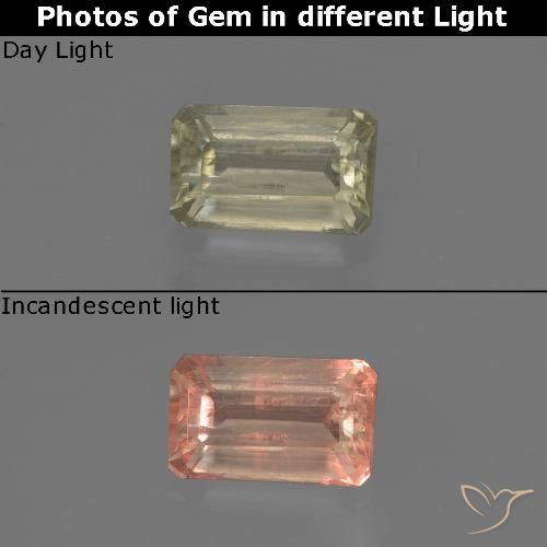 0.87ct 天然 淡黄色 变色流散, 祖母绿式切割, SI
