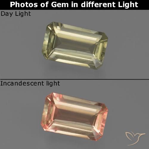 0.81ct 天然 淡黄色 变色流散, 祖母绿式切割, VS