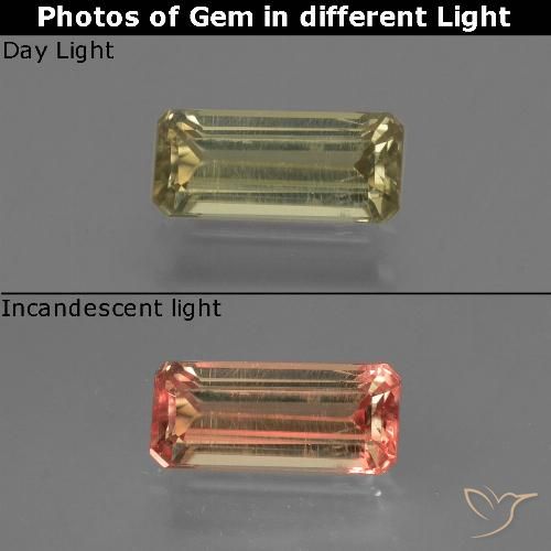 0.91ct 天然 中黄色 变色流散, 祖母绿式切割, VS