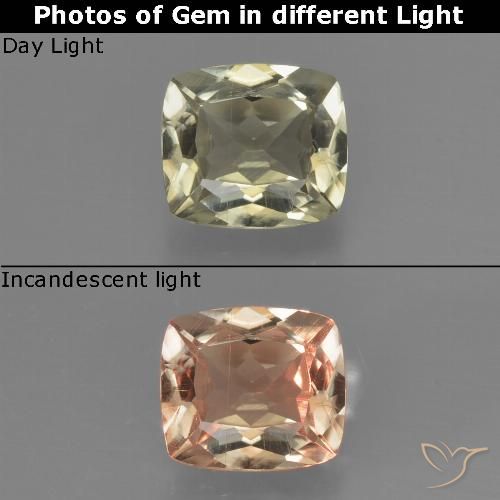 0.91ct 天然 非常浅的金黄色 变色流散, 软垫, VS
