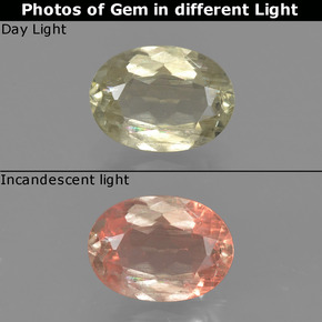 0.90克拉天然变色流散，椭圆形切割，VS-SI