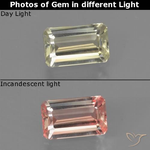 0.76ct 天然 淡黄色 变色流散, 祖母绿式切割, VS