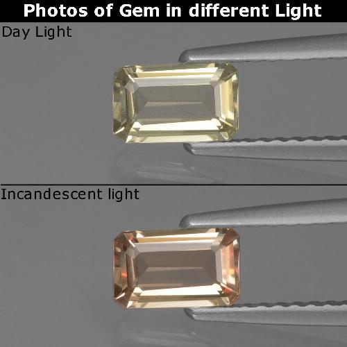 0.59克拉天然变色流散，祖母绿式切割，VVS-VS