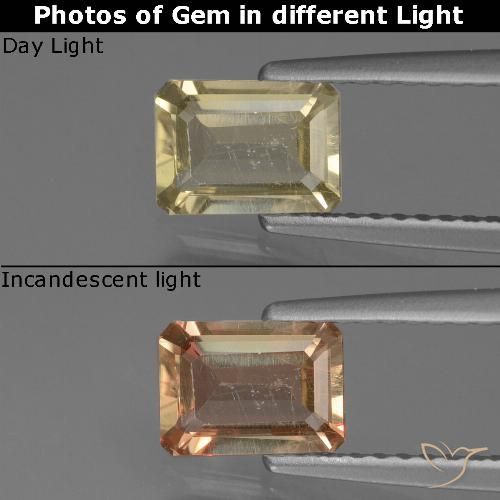 0.78ct 天然 中黄色 变色流散, 祖母绿式切割, VS