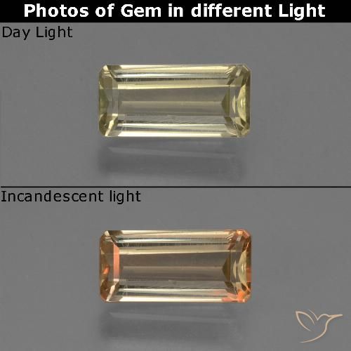 0.75ct 天然 淡黄色 变色流散, 祖母绿式切割, VS