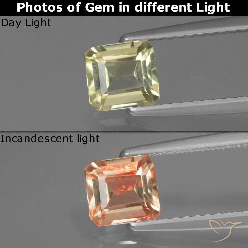 0.80ct 天然 黄色米色 变色流散, 祖母绿式切割, VS