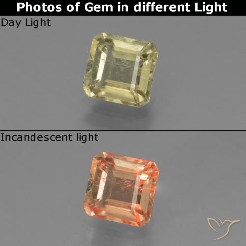 0.92ct 天然 淡黄色 变色流散, 祖母绿式切割, VS