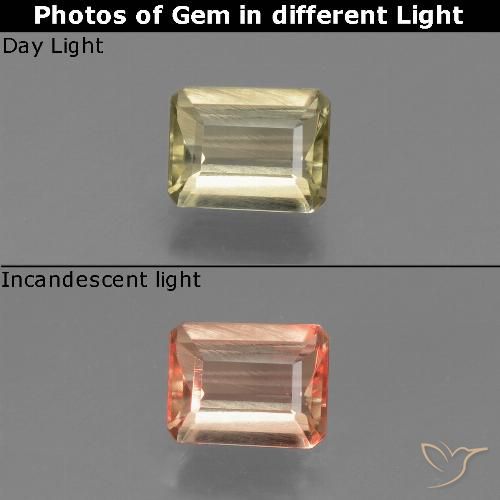 0.88ct 天然 很浅的黄色 变色流散, 祖母绿式切割, VVS-VS