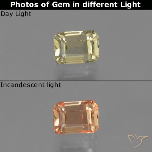0.96ct 天然 淡黄色 变色流散, 祖母绿式切割, VVS-VS