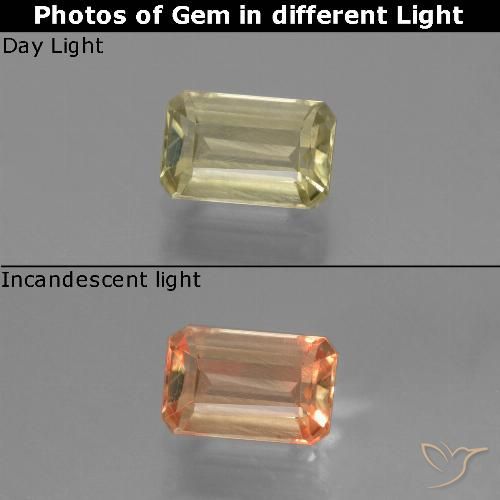 0.97ct 天然 淡黄色 变色流散, 祖母绿式切割, VS