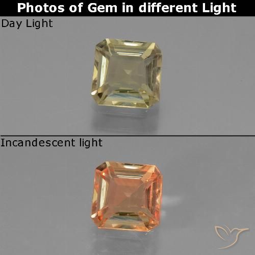 0.84ct 天然 淡黄色 变色流散, 祖母绿式切割, VS