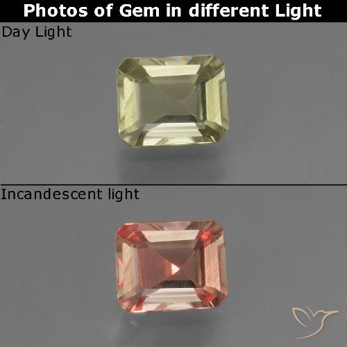 0.93ct 天然 浅金黄色 变色流散, 祖母绿式切割, VS
