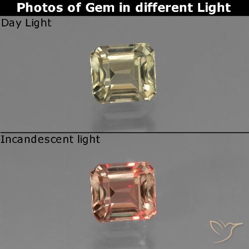 0.80ct 天然 非常浅的金黄色 变色流散, 祖母绿式切割, VS