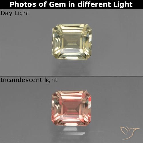 0.85克拉天然变色流散，祖母绿式切割，VVS-VS