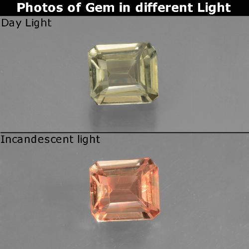 0.74克拉天然变色流散，祖母绿式切割，VVS-VS