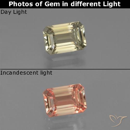 0.88ct 天然 土黄色 变色流散, 祖母绿式切割, VVS-VS