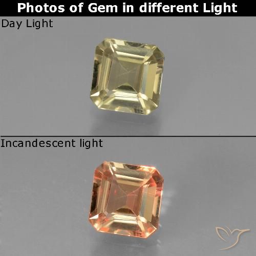 0.84ct 天然 土黄色 变色流散, 祖母绿式切割, VVS-VS