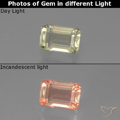 0.98ct 天然 非常淡黄色 变色流散, 祖母绿式切割, VVS-VS