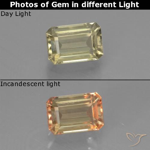 1.00ct 天然 淡黄色 变色流散, 祖母绿式切割, VVS-VS