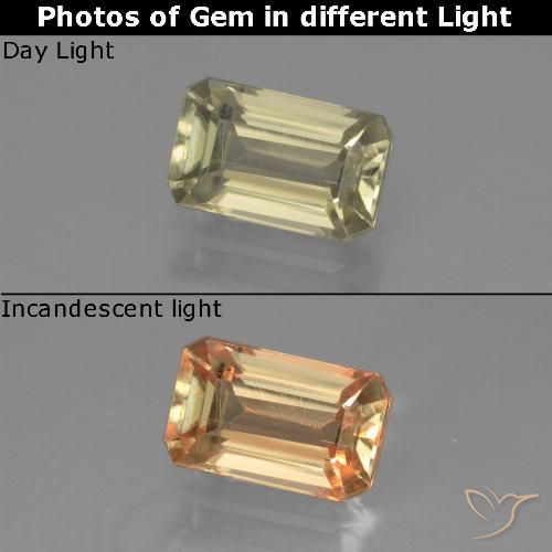 0.90ct 天然 淡黄 变色流散, 祖母绿式切割, VVS-VS