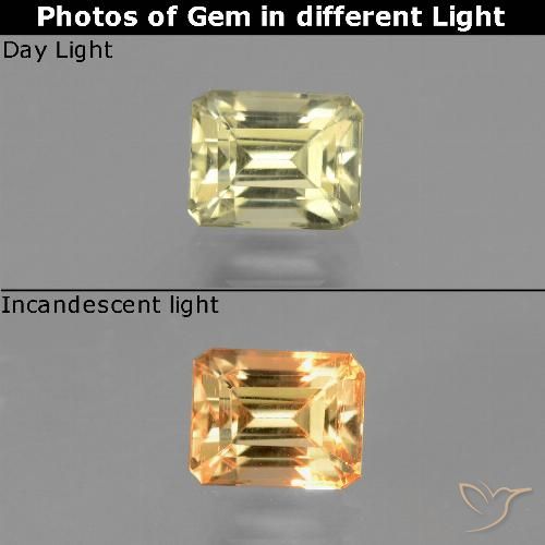 0.95ct 天然 淡黄色 变色流散, 祖母绿式切割, VS