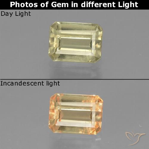 0.93ct 天然 淡黄色 变色流散, 祖母绿式切割, VS