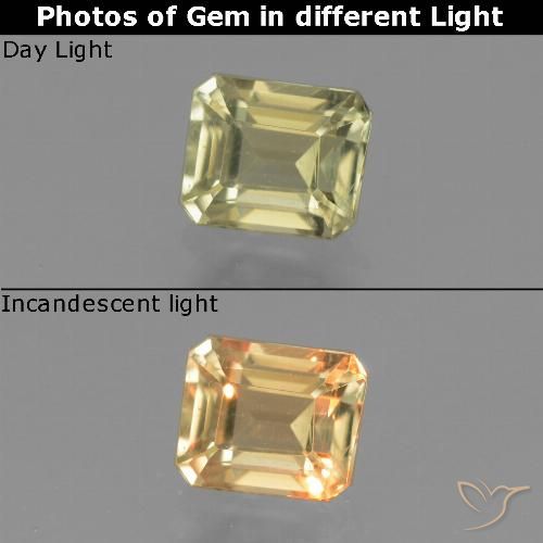 1.01ct 天然 淡黄 变色流散, 祖母绿式切割, VS