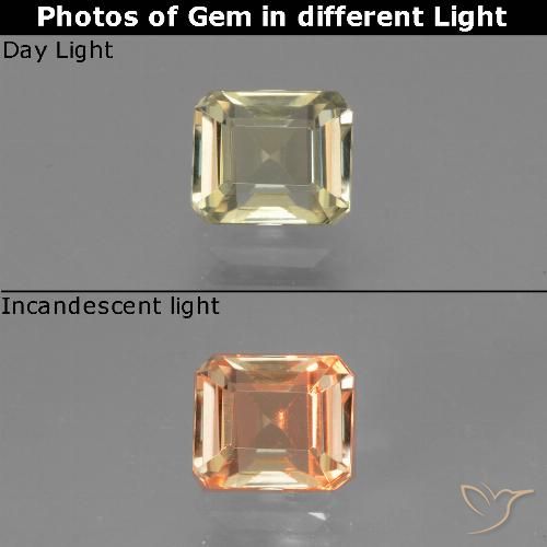 0.95ct 天然 淡黄色 变色流散, 祖母绿式切割, VVS-VS