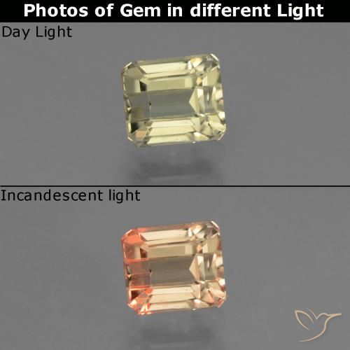 1.07ct 天然 很浅的黄色 变色流散, 祖母绿式切割, VS