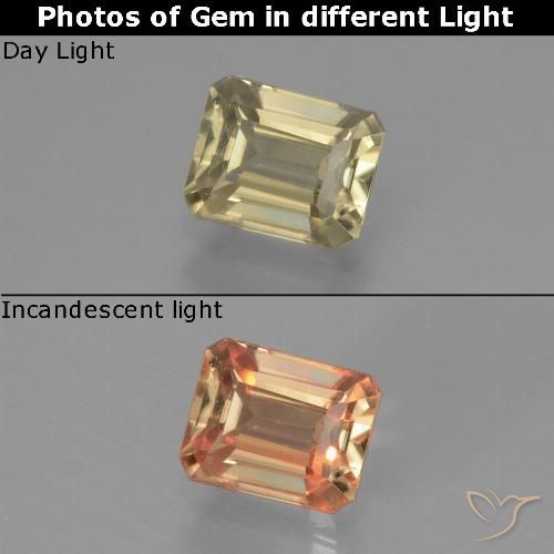 0.86ct 天然 土黄色 变色流散, 祖母绿式切割, VS