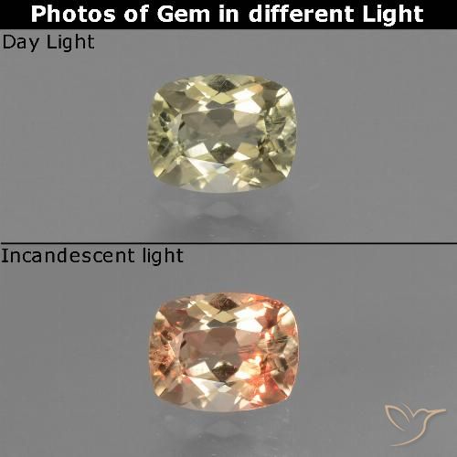 0.72ct 天然 很浅的黄色 变色流散, 软垫, VS