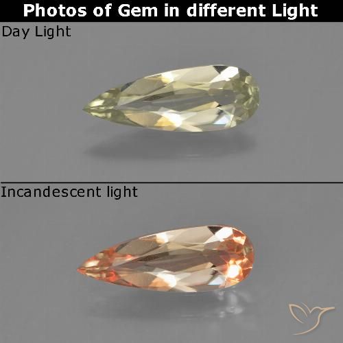 0.76ct 天然 中黄色 变色流散, 梨形, VVS-VS