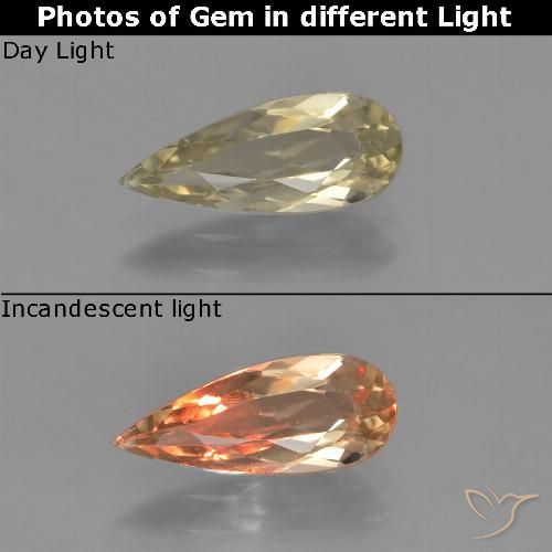 1.14ct 天然 暖黄 变色流散, 梨形, VS