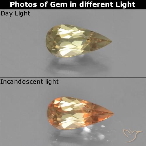 1.08ct 天然 暖黄 变色流散, 梨形, VVS-VS