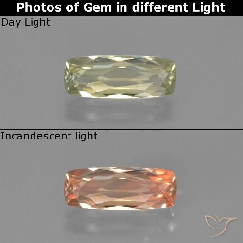 1.07ct 天然 非常浅的金黄色 变色流散, 软垫, VVS