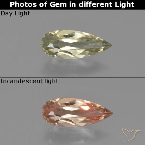 0.77ct 天然 淡黄色 变色流散, 梨形, VVS-VS