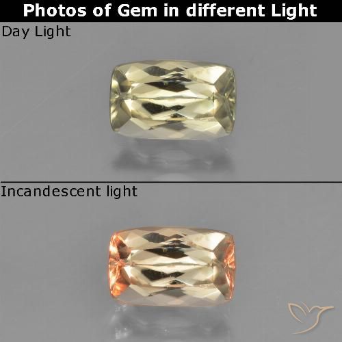 1.38ct 天然 淡黄色 变色流散, 软垫, VS