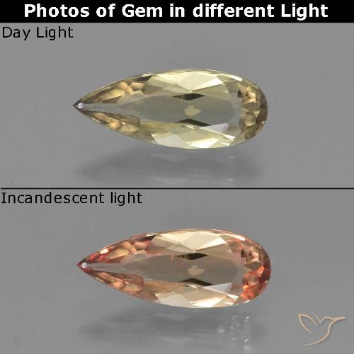 1.31ct 天然 土黄色 变色流散, 梨形, VVS-VS