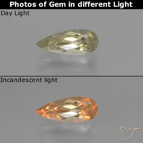 1.35ct 天然 淡黄色 变色流散, 梨形, VVS-VS