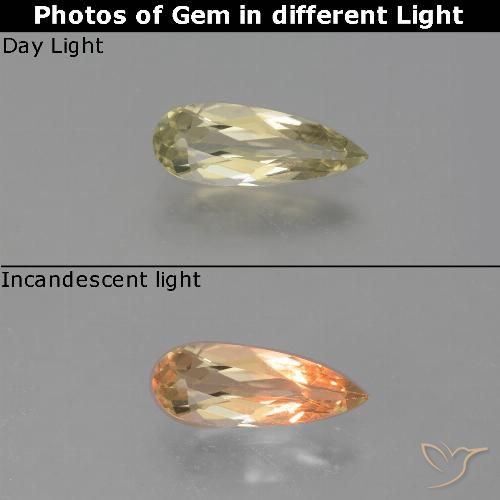 1.00ct 天然 淡黄色 变色流散, 梨形, VS