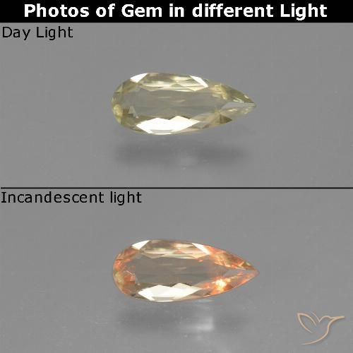 0.77ct 天然 淡黄色 变色流散, 梨形, VS