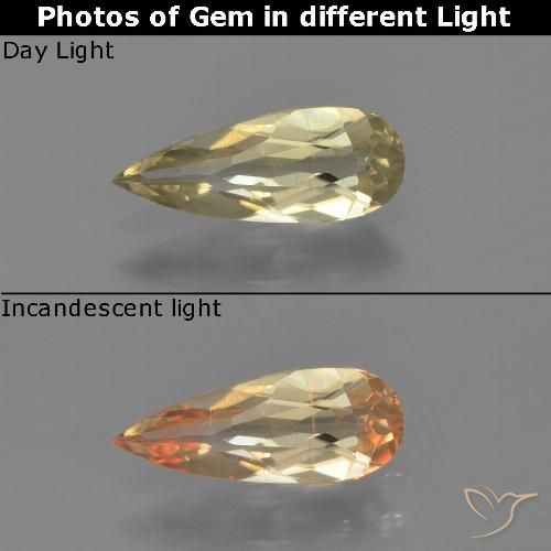 0.66ct 天然 淡黄色 变色流散, 梨形, VVS-VS