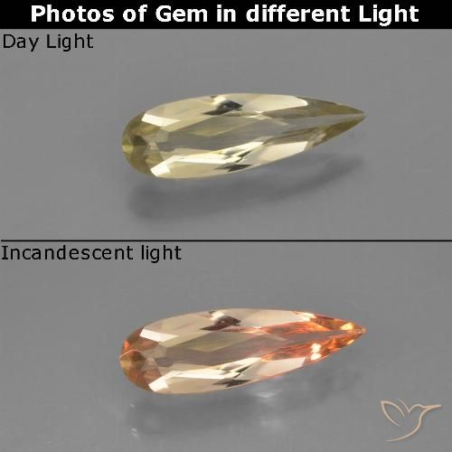 0.84ct 天然 暖黄 变色流散, 梨形, VVS-VS