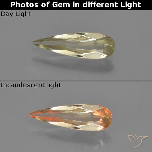 0.75ct 天然 淡黄色 变色流散, 梨形, VVS-VS