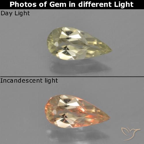 0.77ct 天然 淡黄 变色流散, 梨形, VVS-VS