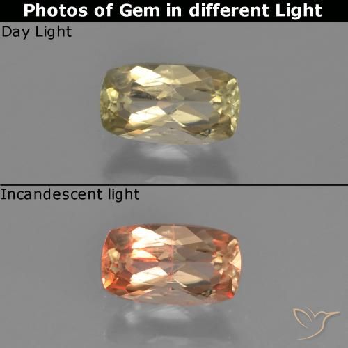0.77ct 天然 很浅的黄色 变色流散, 软垫, VS