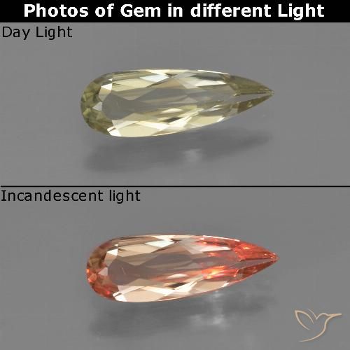 0.99ct 天然 很浅的黄色 变色流散, 梨形, VVS-VS